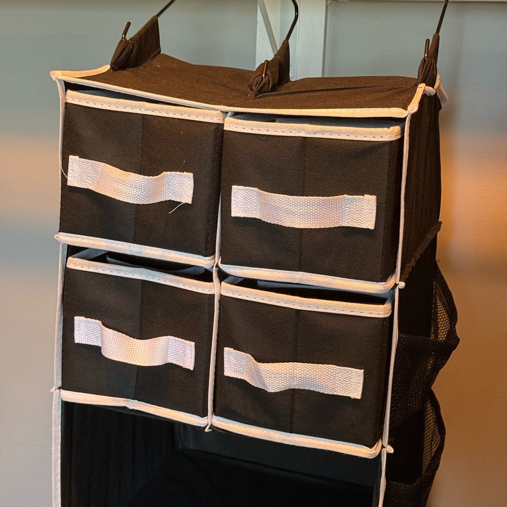 Black Hanging Organizer with White Trim